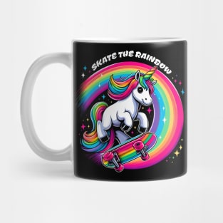 Skate The Rainbow Unicorn Lover Gift ,Birthday Gift Mug